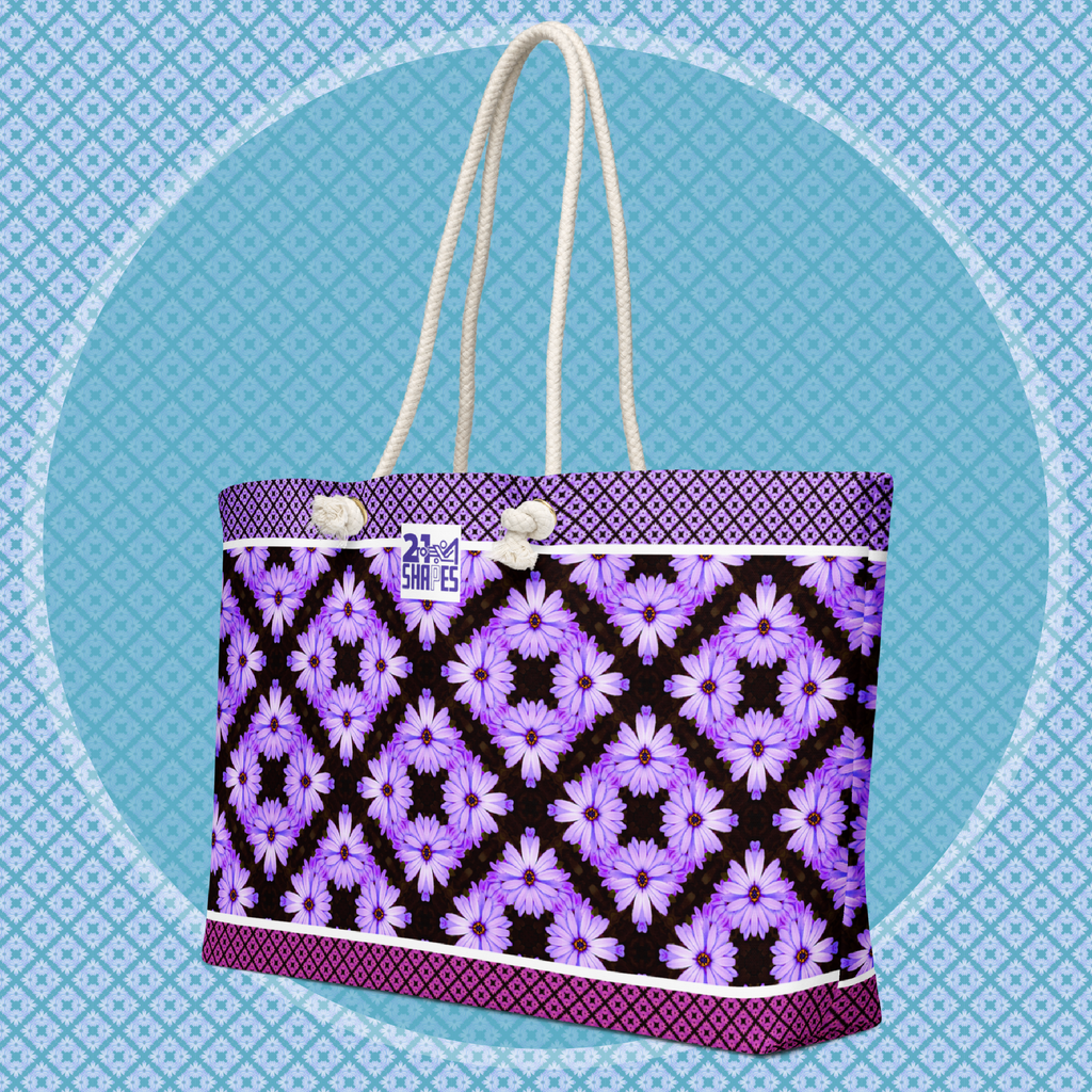 Purple Flower | Tote Bag | Stylish 24″ × 13″ Weekender Bag with Eye‑Catching Pattern Design