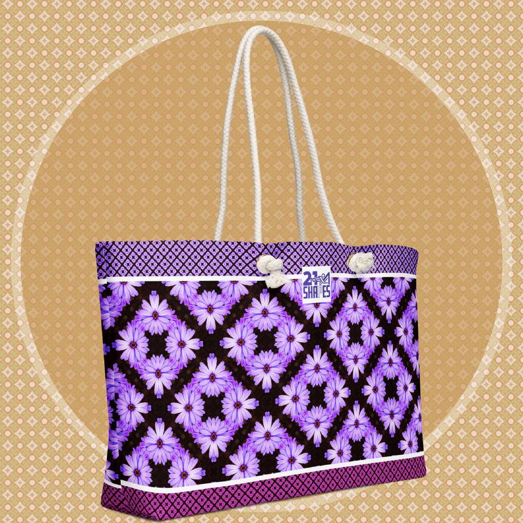 Purple Flower | Tote Bag | Stylish 24″ × 13″ Weekender Bag with Eye‑Catching Pattern Design