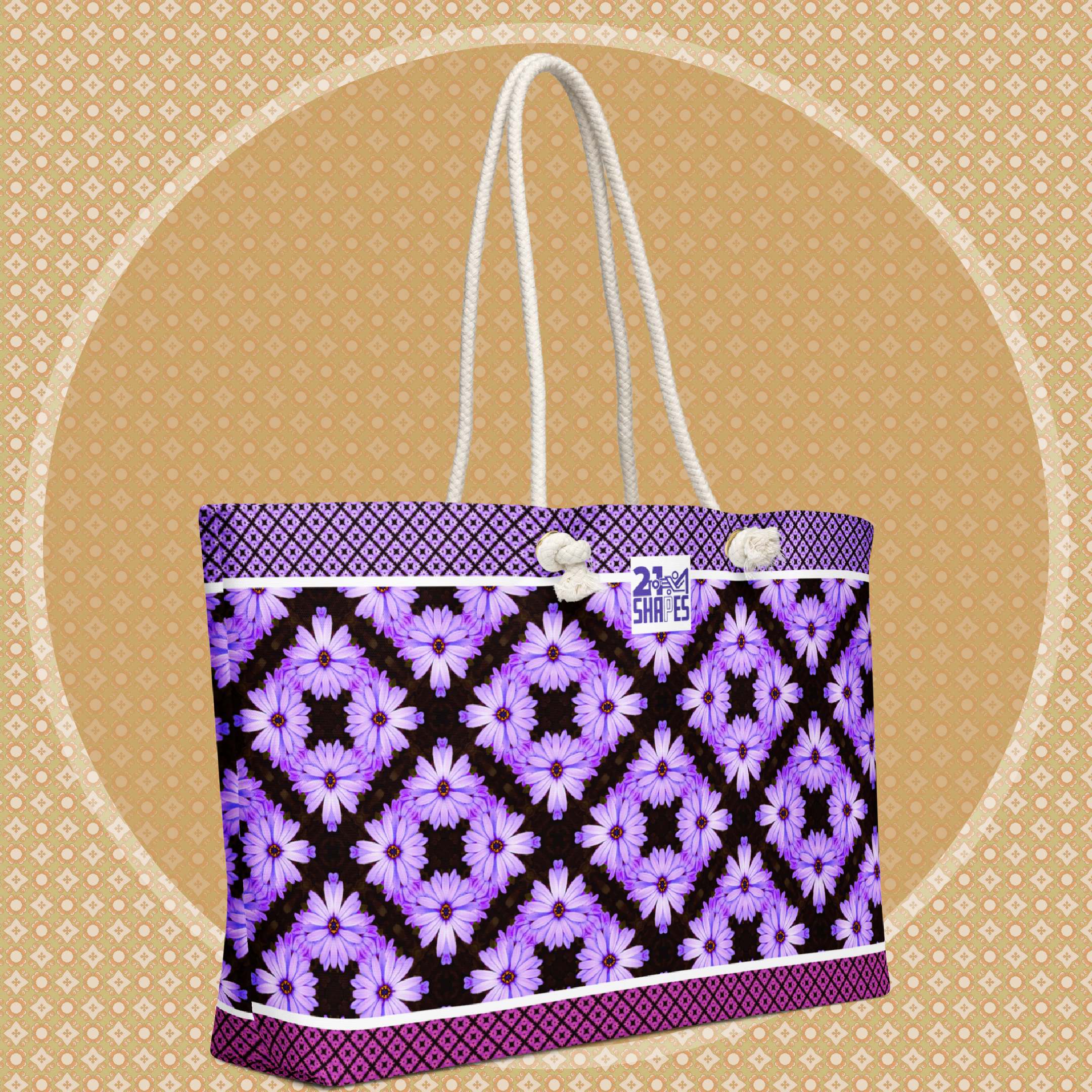 Purple Flower | Tote Bag | Stylish 24″ × 13″ Weekender Bag with Eye‑Catching Pattern Design