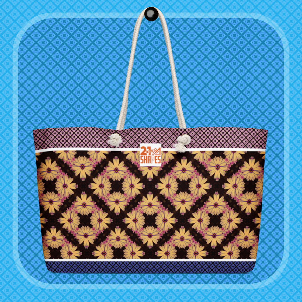 Golden Flower | Tote Bag | Oversized 24″ × 13″ Tote Bag Featuring Bold, Memorable Patterns