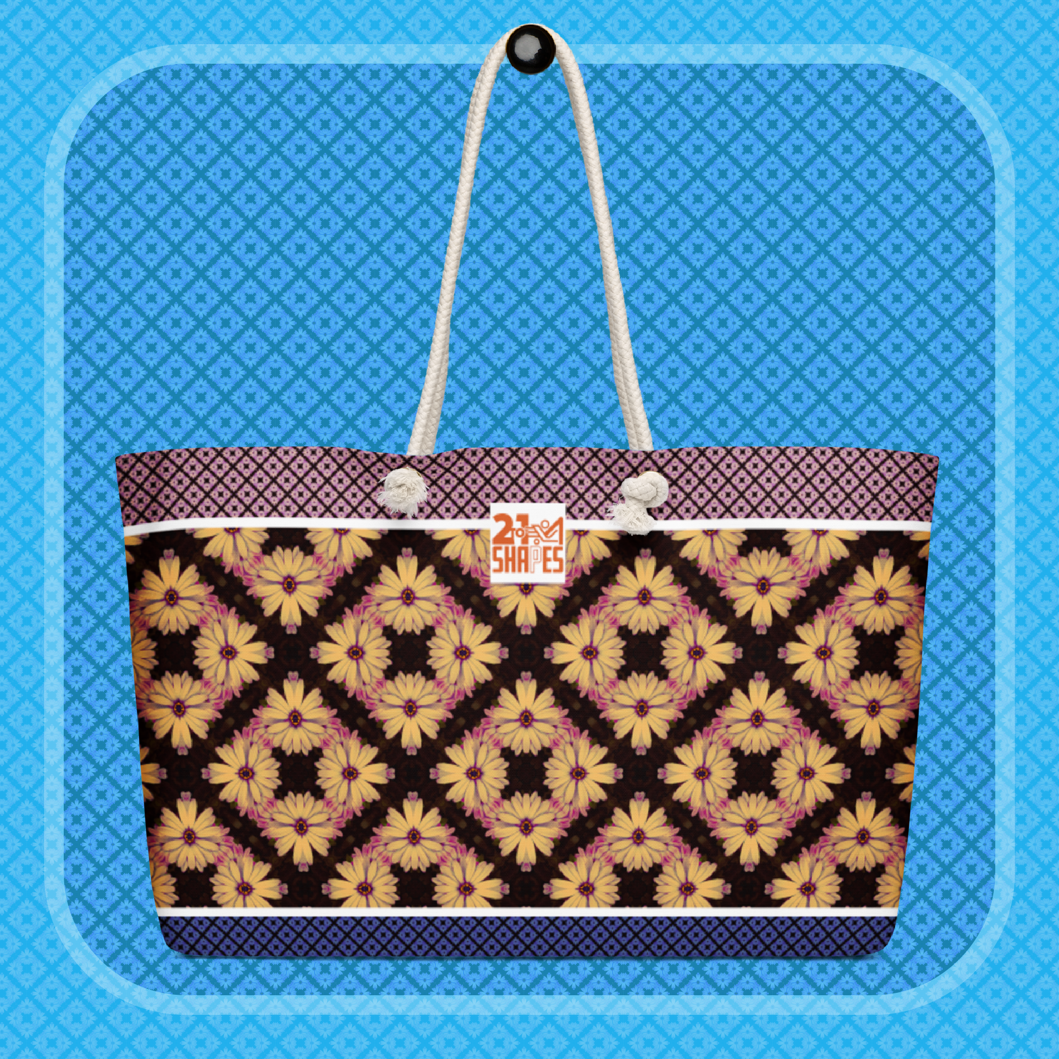Golden Flower | Tote Bag | Oversized 24″ × 13″ Tote Bag Featuring Bold, Memorable Patterns