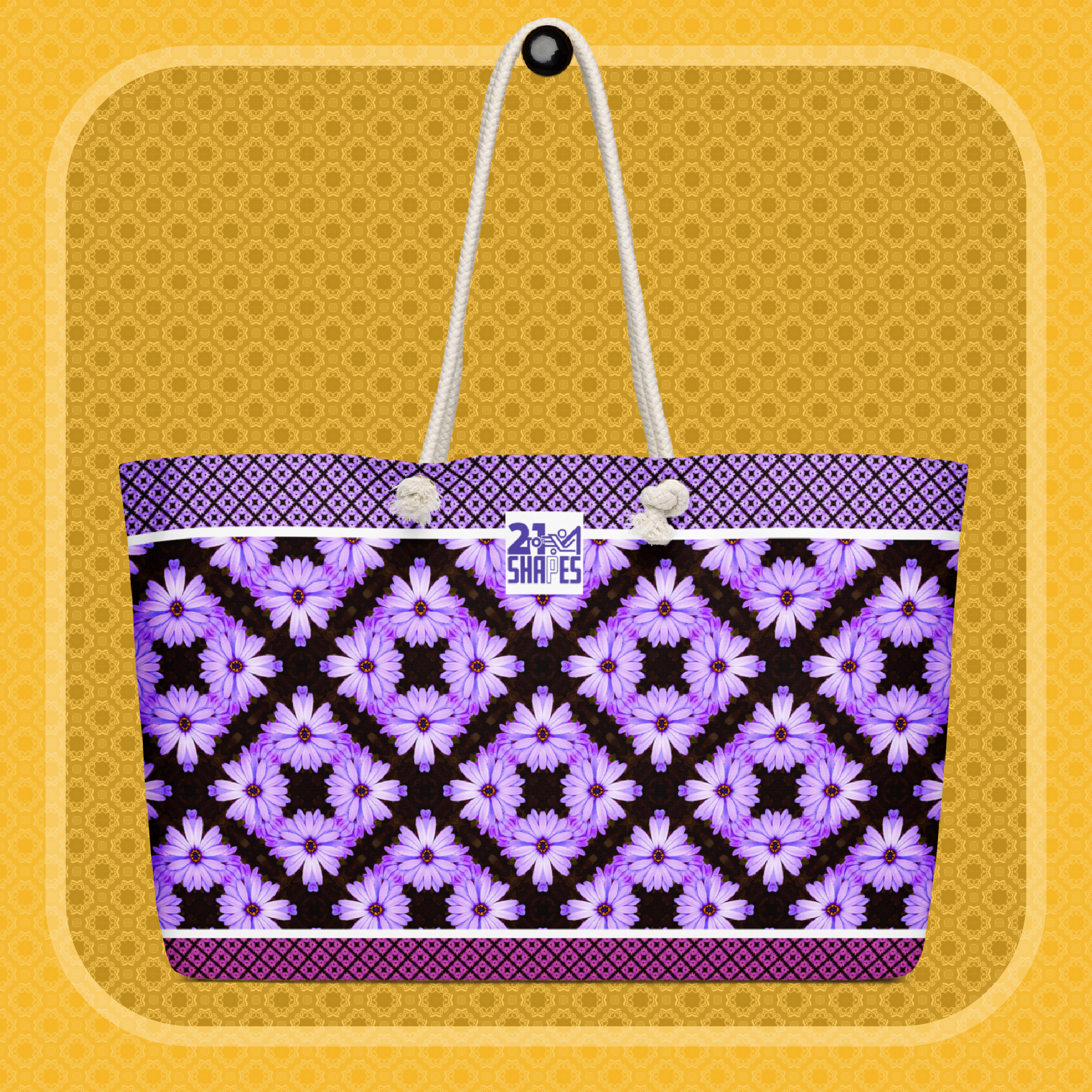 Purple Flower | Tote Bag | Stylish 24″ × 13″ Weekender Bag with Eye‑Catching Pattern Design